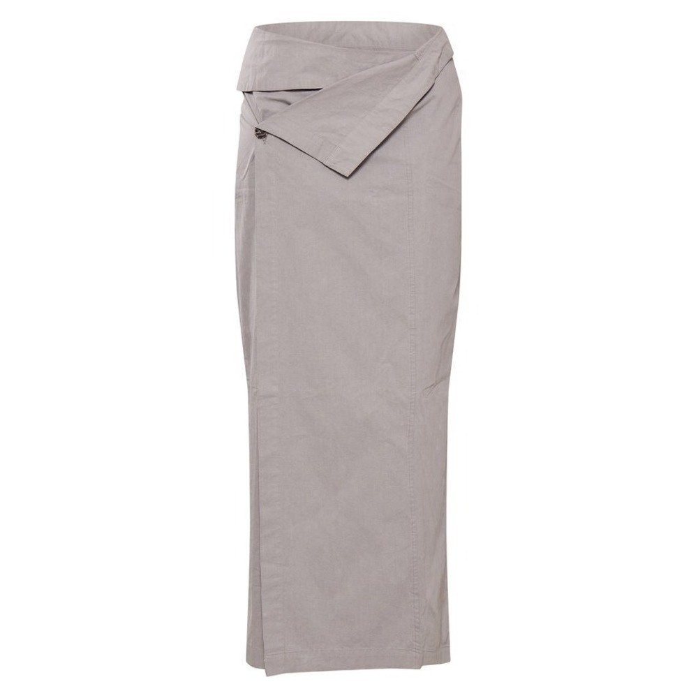Pretty Little Thing Grey Tailored Twill Asymmetric Fold Over Maxi Skirt‎ - Sz 12